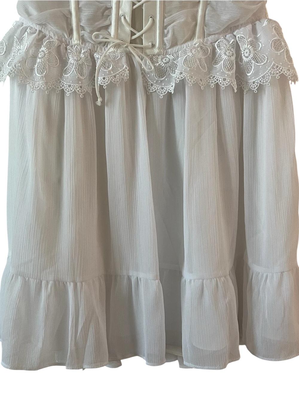 For Love & Lemons Farmhouse Lace Slip Mini Dress White Corset Bodice NWT Medium - Picture 9 of 14